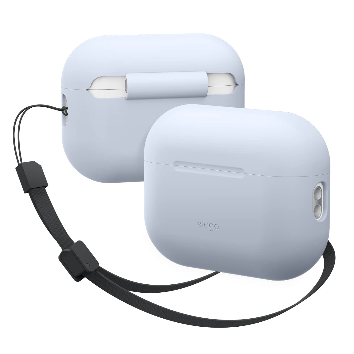 elago Silicone Case Compatible with Apple AirPods Pro 2nd Generation Case Cover Strap Included, Protective Case, Front LED Visible, Supports Wireless Charging (Light Blue)