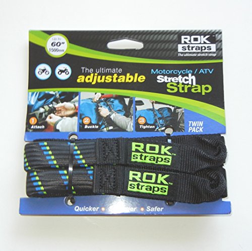 ROK Straps 18 to 60" Adjustable - Motorbike Black/Blue - Twin Pack