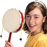 Monkey Drum - Big Spinning Drum 6 inch String Drum - Handheld Kids Percussion Instrument