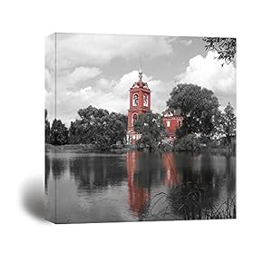 Canvas Prints Wall Art - Country Chruch | Modern Wall Decor/Home Decoration Stretched Gallery Canvas Wrap Giclee Print. Ready to Hang - 12" x 12"