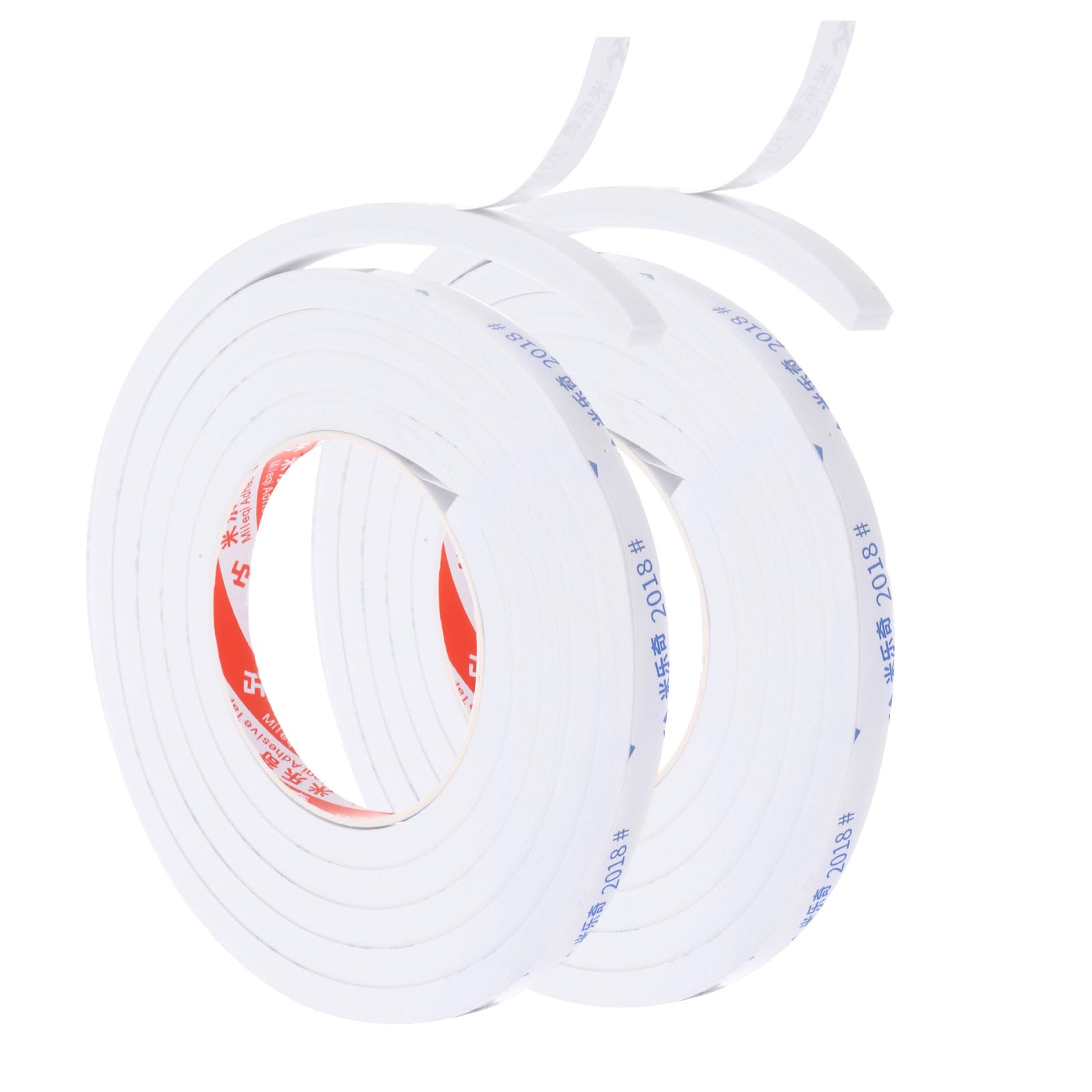 PATIKIL 2m/6.6ft Sealing Foam Tape, 2 Pack 1cm Wide 10mm Thick Single Sided Weather Stripping Door Seal Strip for Window Door Insulation, White
