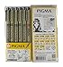Sakura Pigma Micron Drawing Pen Set, Archival Ink Black fineliner Manga Pen, Assorted nibs Sizes fine Point (005, 01, 03, 05, 08, Brush tip) (Drawing Set)