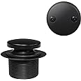 Westbrass D93-2-62 1-1/2" Tip-Toe Bathtub Drain Plug Trim Set with Two-Hole Overflow Faceplate, Matte Black, 1 Count (Pack of 1)