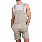 Runcati Mens Casual Bib Overall Shorts Lightweight Cotton Loose Fit Denim Jumpersuit Walkshort Pockets Rompers