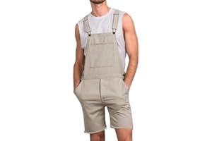 Runcati Mens Casual Bib Overall Shorts Lightweight Cotton Loose Fit Denim Jumpersuit Walkshort Pockets Rompers