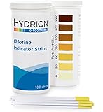 Professional Hydrion Chlorine Test Strips CH-1000, Range 0-1000 100 strips