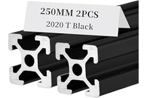 2pcs 9.84 inch 250mm 2020 T Slot Aluminum Extrusion Profile European Standard Anodized Black Extruded Linear Rail Guide Frame for 3D Printer Laser Engraving Machine CNC Workbench DIY BELLA BAYS