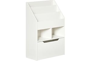 HOMCOM Kids Bookcase Multi-Shelf Rack Organizer with Storage Drawer for Books for Reading Nook, Classroom, Bedroom, Playroom,