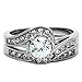NYCJewelrydesign 3 Pieces Men's and Women's, His & Hers, 925 Genuine Solid Sterling Silver & 8MM Titanium Band with Rope Twist Engagement Matching Wedding Ring Set