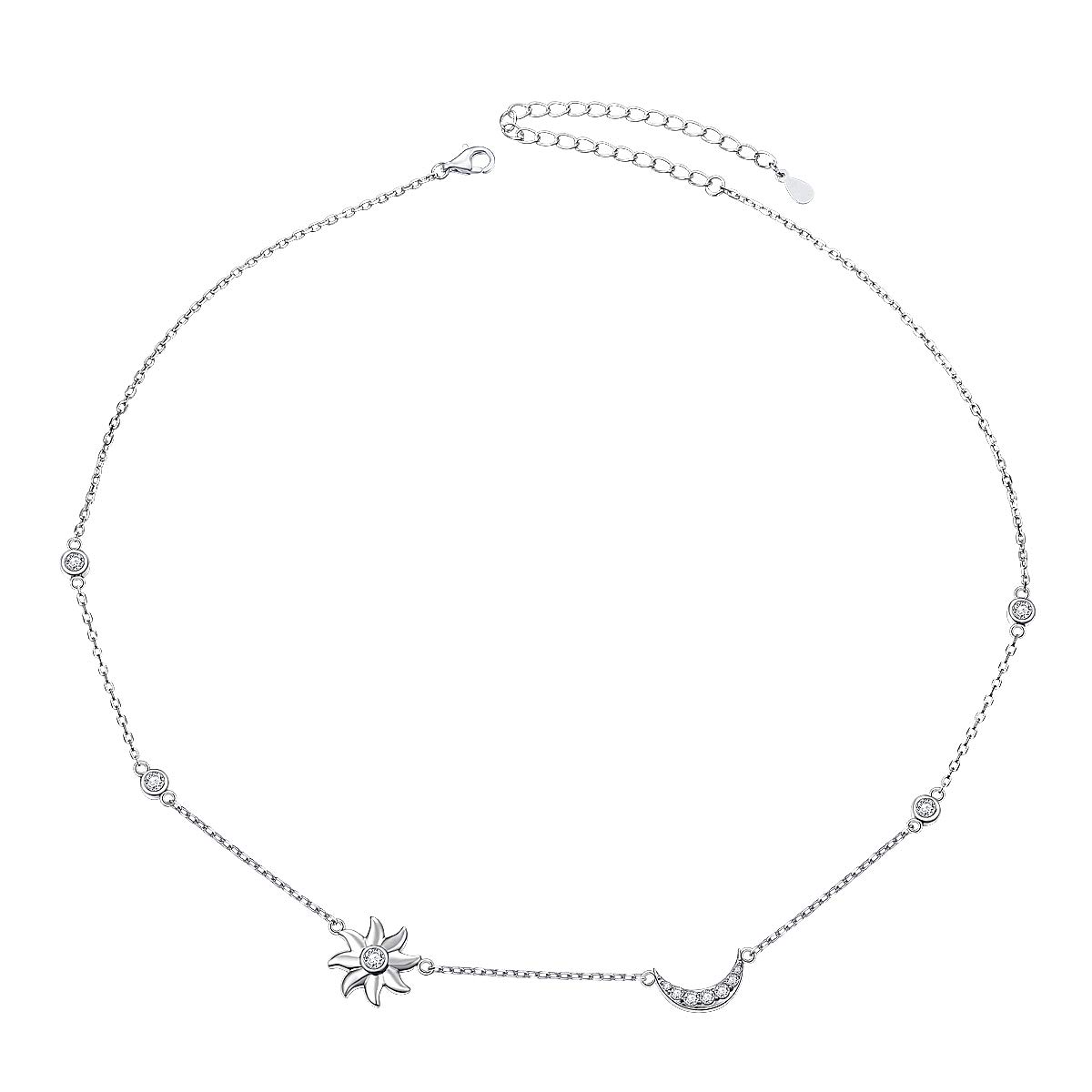 Flyow Dainty 925 Sterling Silver Adjustable Choker Necklace Jewelry Chain for Women and Girls (sun moon and star) — image 1