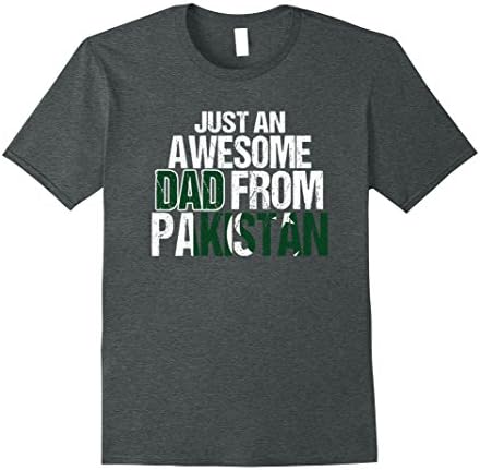 Mens Awesome Dad Pakistan Flag T-Shirt Distessed XL Dark Heather