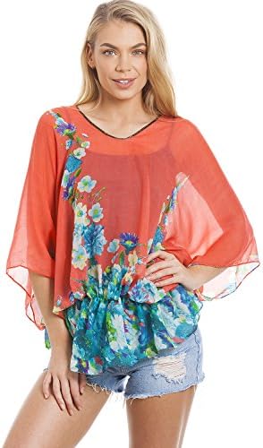 Women's Pretty Kaftans Kimonos Beach Cover Up Evening Top Blouse Loose Fit One Size Fits All