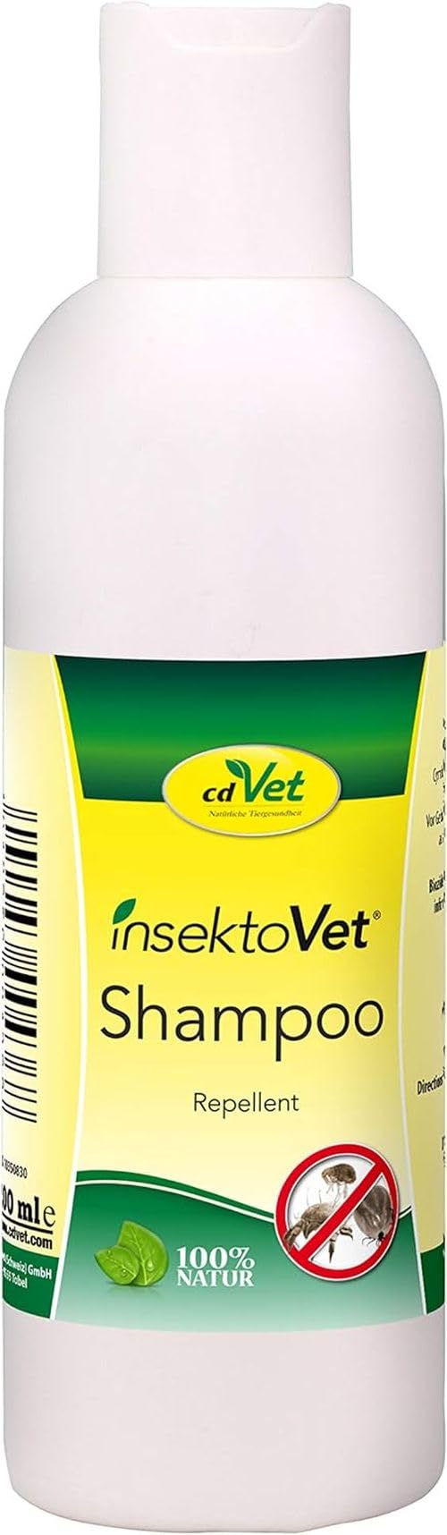 cdVet Naturprodukte insektoVet Shampoo 200 ml - Dog - cat - maximum protection against fleas, mites, parasites and other harmful substances - prevents re-infestation - adapted skin pH -
