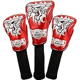 Crtystal Leather Skull Head Embroidery Style Golf Club Headcover Set Protector for Taylormade Callaway Ping Cobra Mizuno