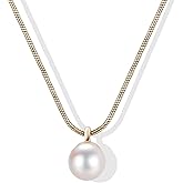 Irregular Pearl Necklaces for Women 14k Gold Plated Chain Single Pearl Pendant Necklace, Hypoallergenic Elegant Choker Dainty Jewelry Gift