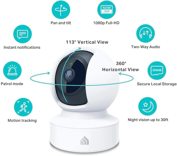 KASA INDOOR PAN/TILT SMART SECURITY CAMERA, 1080P HD DOG-CAMERA,2.4GHZ WITH NIGHT VISION,MOTION DETECTION FOR BABY AND PET MONITOR, CLOUD & SD CARD STORAGE, WORKS WITH ALEXA& GOOGLE HOME (EC70), WHITE