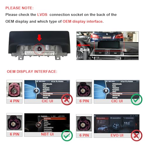 PEMP Linux Display for BMW 1 Series F20 F21 F22 3 Series F30 F31 F32 F33 F34 F35 NBT CIC Wired and Wireless CarPlay Android Car Use the Original Bluetooth Screen 1920 x 720 (2012-2017)