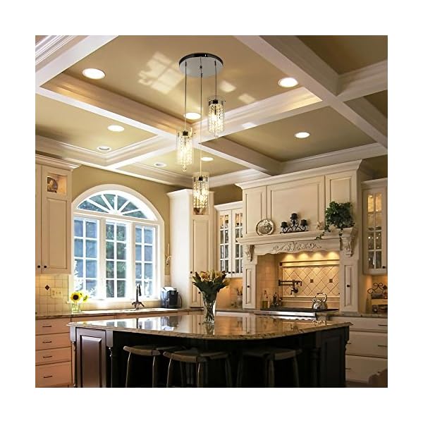 Shengyadi 3 Light Glass Crystal Pendant Light Modern G9 Kitchen