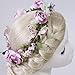 Flower Wreath Girl Head Rose Flower Crown Bridal Hair Accessories Wedding Headband Kid Party Floral Garlands Adjustable,White