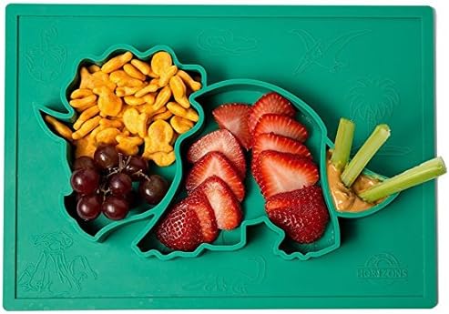 Silicone Placemat Plates for Toddlers, Kids and Babies One-Piece Placemat + Plate for Toddlers Suction Plates for Babies Dishwasher Microwave safe BPA-Free FDA Approved Fits Most Highchair Trays(Teal)