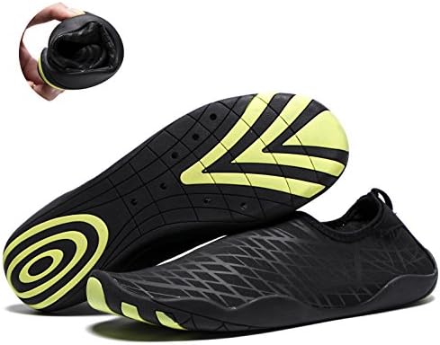 RENZER Water Shoes Men's Women's Quick Dry Swim Aqua Socks Shoes for Surfing Hiking Beach Pool Driving Black 38