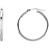 14k White Gold 25mm Hoop Earrings (25mm x 2mm)