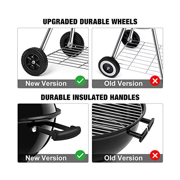 BEAU-JARDIN-Portable-Charcoal-Grill-for-Outdoor-18-inch-Barbecue-Grill-and-Smoker-Heat-Control-Round-BBQ-Kettle-Outdoor-Picnic-Patio-Backyard-Camping-Tailgating-Steel-Cooking-Grate-for-Steak-Chicken