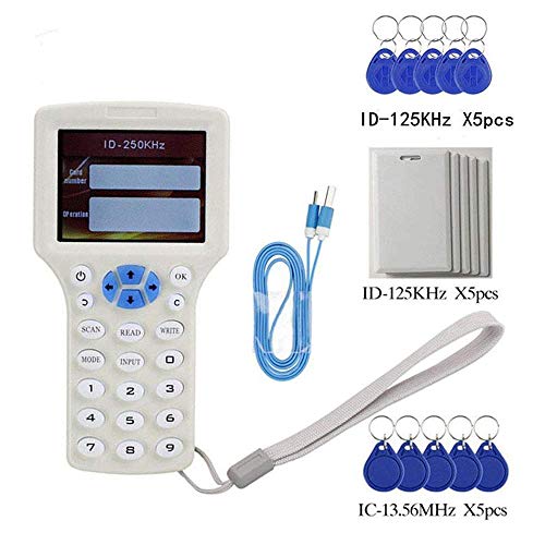 KKmoon RFID NFC Card Copier Reader Writer, RFID NFC Card Copier Reader Writer Duplicator 10 Frequency Programmer for IC Cards and All 125KHz Cards