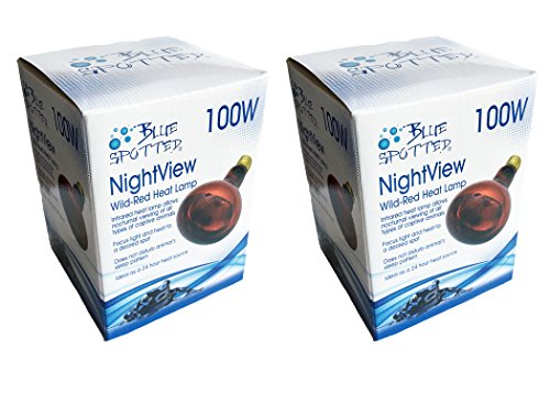 Blue Spotted NightView Wild-Red Heat Lamp Ideal As A 24 Hour Heat Source for Your Pet Reptiles and Amphibians! (100 Watt 2 Pack)