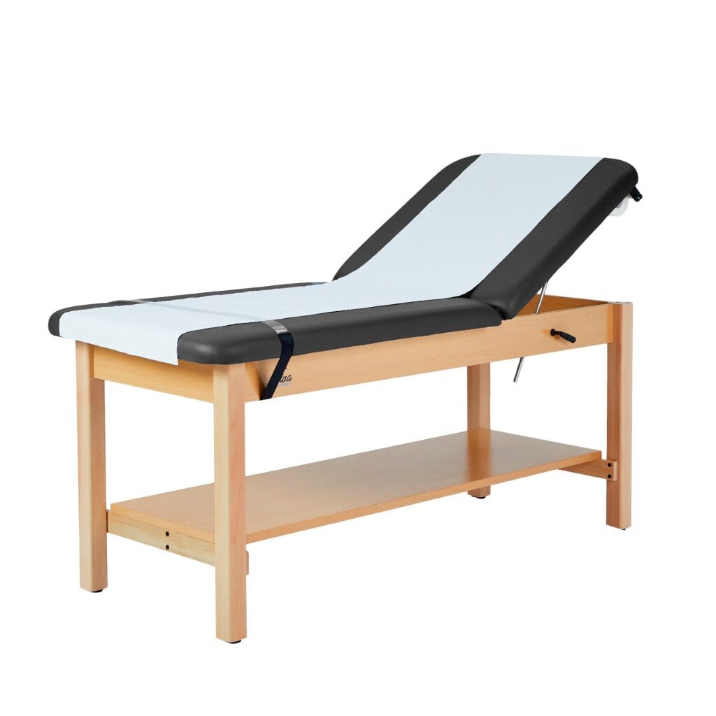 Photo 1 of Vivacomfort Aristo H-Brace Tilted Treatment Table with Shelf, 500 lbs Weight Capacity, Black