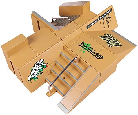 FANKUTOYS 8 PCS DIY Alloy Skate Park Kit Ramp Parts for Tech Deck Fingerboard Skateboard Ultimate Training Props (H02)