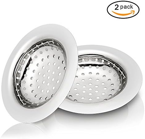 2Pcs Kitchen Sink Strainers with Handle, BetyBedy Stainless Steel Sink Drain Basket, Large Wide Rim 4.3" Diameter, Anti Clogging for Almost All US Kitchen Sinks