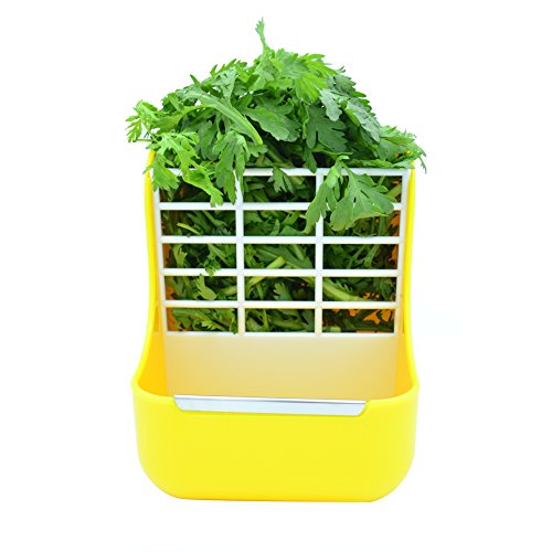 Plastic Pet Rabbits/Chinchillas/Guinea Pigs 2 In 1 Feeder Bowls Double use for grass/food, Ideal for Small Animals (Yellow) - Thumbnail 7
