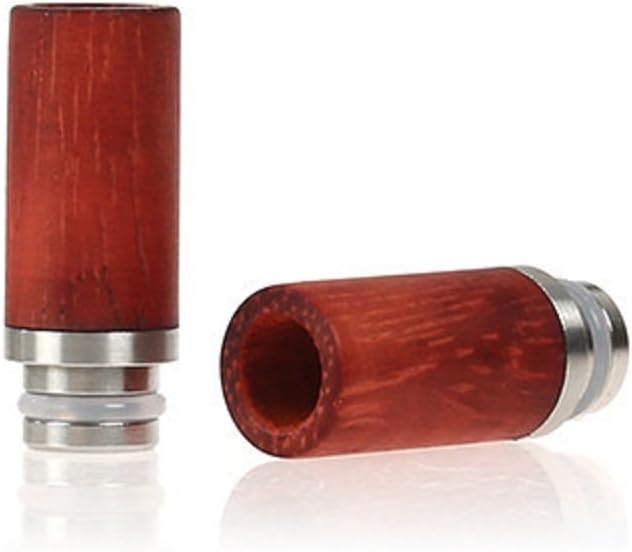 Stainless Steel & Wood Wide Bore 510 Drip Tip For Electronic Cigarettes And Vaping Devices (Redwood) - No Nicotine