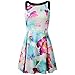 FANCYINN Women Floral Halter Neck Short Dress Backless Black Spaghetti Strap Aline Skater Mini Cocktail Dress L