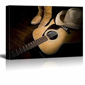Guitar with Cowboy Hat and Boots Wall Decor