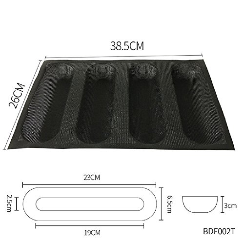 Amzchoice Silicone Non Stick Baking Liners Mat Bread Mold Bread Mould (4 Loaf, Black)
