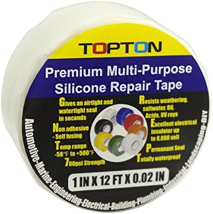 TOPTON Silicone Repair Tape Bonding Rescue Self Fusing Tape Waterproof 1in X 12ft (1pc White)