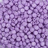KARMELLING 500PC Purple Alphabet Flat Round Beads Letter Beads Coin Spacer Beads for DIY Craft Bracelets Necklace Name 7mm (1/4")