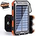 Solar Power Bank, F.DORLA Camping Solar Phone Charger 10000mAh Dual USB External Travelling Battery Pack with LED Lights Solar Panel Charging for Cellphone