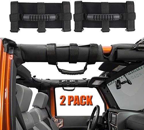 The Grab 4-Pack Black Roll Bar Grab Handles For Jeep Wrangler CJ, YJ, TJ, JK, JL - Universal Straps Roll Bar Handles For Jeep Cj Yj Tj Jk Jl - Foto 3