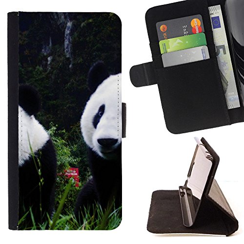 FJCases Panda Animal Bamboo Slim Wallet Card Holder Flip Leather Case Cover for Samsung Galaxy Note 5