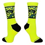 Fighting Wrestlers Crew Socks (Neon Yellow/Black, Small)
