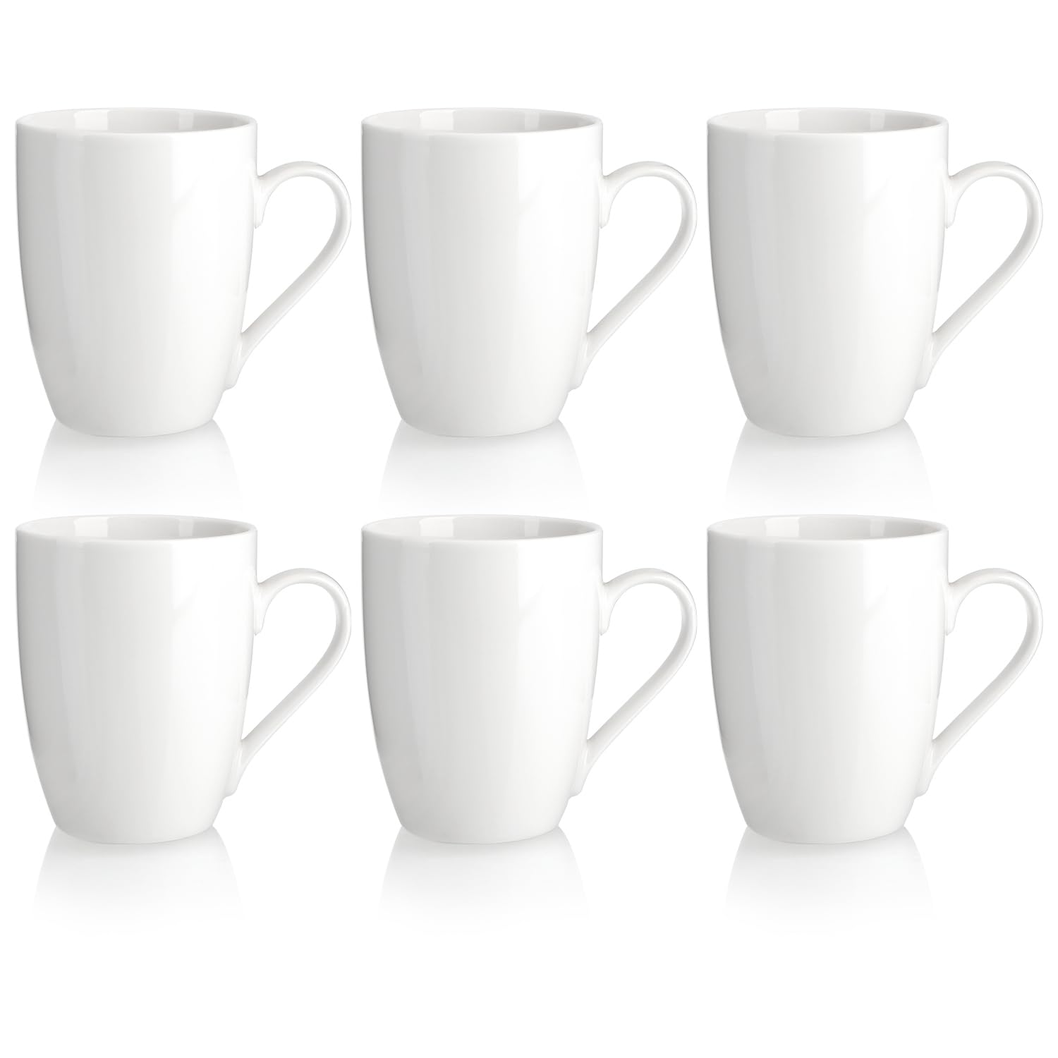 com-four® 6X Ceramic Coffee Cups - Coffee Mugs in a Modern Design - Coffee Pot for Cold and hot Drinks - White Handle Cup - Drinking Cup 300 ml