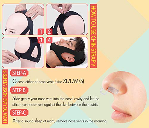 Anti Snoring Chin Strap | Best Snoring Solution and Anti Snoring Devices | Snoring Chin Strap | Snore Stopper | Stop Snoring Sleep Aid for Men and Women | 4 Nose Vents Free | Snore Chin Strap (Black) - Thumbnail 5