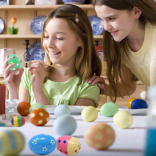 NimJoy Natural Wood Egg Shakers Jingle Bell Bracelets Rattles Percussion Musical Toys Set for Classroom Music, Playing, DIY Painting, Easter Egg Hunt & Basket Fillers, Bonus Gift Bags, 8PCS