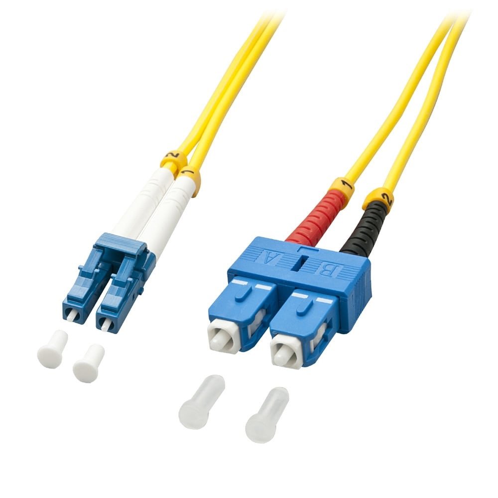 Lindy LC-SC OS2 9/125 Fibre Optic Patch Cable, Yellow 20m