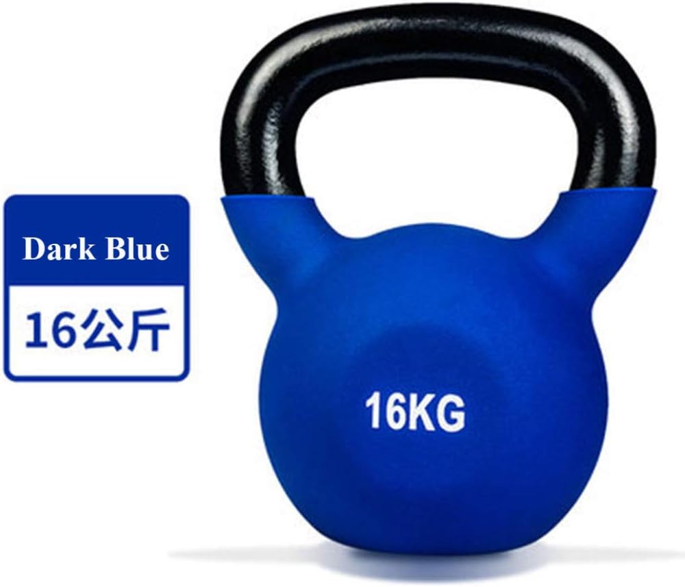 FOTEE Fitness Cast Iron Kettlebell, Dumbbells Barbell Kettlebell for Strength Training Weight Kettle-Bell Household Training Tool 16kg,Dark Blue_16kg
