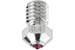 DUROZZLE Ruby Nozzle 0.4mm for E3D V6 Hotend, Prusa i3 MK3S / MINI, Anycubic i3 Mega/Kobra/Kobra Neo 3D Printer and More, Hardened & Abrasion Resistant, Nickel Plated Copper