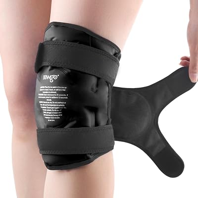 NEWGO Knee Ice Pack Wrap - Full Coverage, 3 Straps, Gel Cold/Hot Therapy